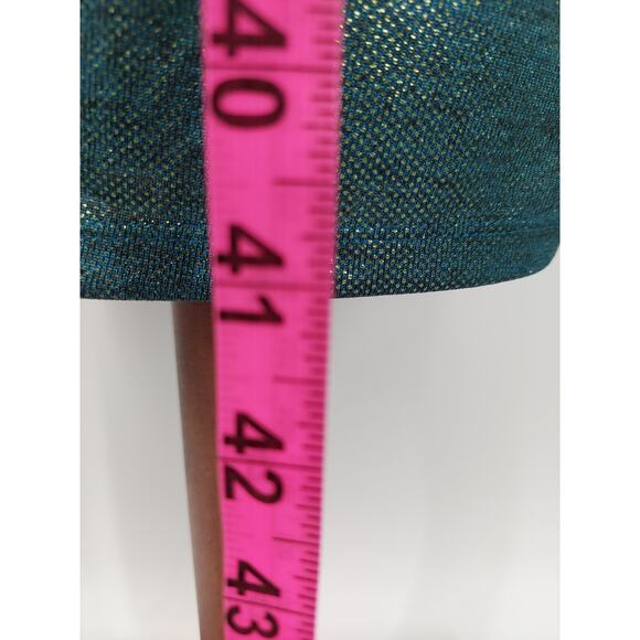 GUESS SZ 16 XL Plus teal gold textured vneck long sleeve ruched dress NWT B137 - Picture 8 of 8